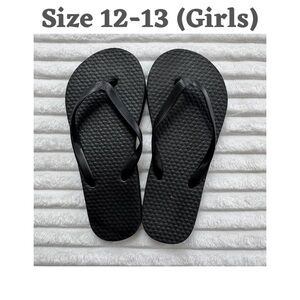 Black Rubber Flip Flop Sandals Unisex Size 12-13 Textured Slip On